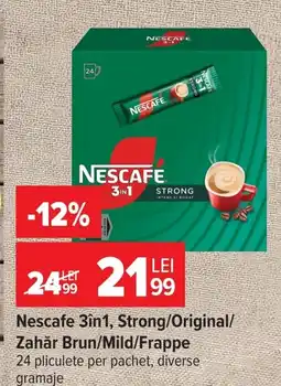 Carrefour Market Nescafe 3in1, Strong/Original/Zahăr Brun/Mild/Frappe Ofertă