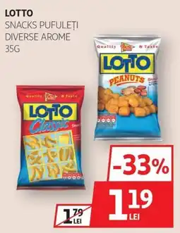 Auchan Lotto snacks pufuleți diverse arome Ofertă