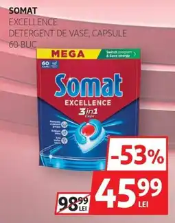 Auchan Somat excellence detergent de vase, capsule Ofertă