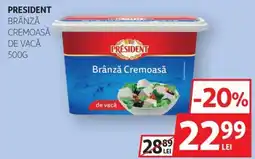 Auchan President brânză cremoasă de vacă Ofertă