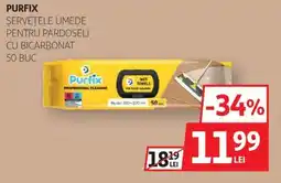 Auchan Purfix șervețele umede pentru pardoseli cu bicarbonat Ofertă