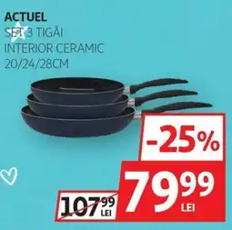 Auchan Actuel set 3 tigăi interior ceramic Ofertă