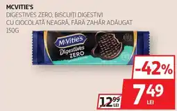 Auchan McVitie's digestives zero, biscuiți digestivi cu ciocolată neagră, fără zahăr adăugat Ofertă