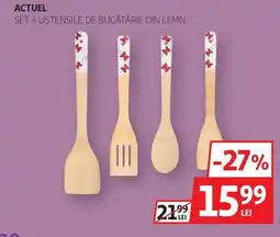 Auchan Set 4 ustensile de bucătărie din lemn Ofertă