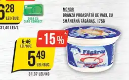 Mega Image Monor brânză proaspătă de vaci cu smântână făgăraș Ofertă