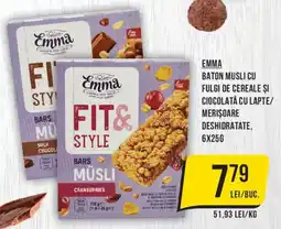 Mega Image Emma fit & style bars müsli cranberries Ofertă