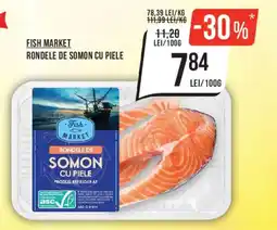 Mega Image Fish Market rondele de somon cu piele Ofertă