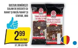 Mega Image Gusturi românești salam de biscuiți cu rahat și nucă/rahat și stafide Ofertă