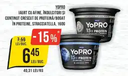 Mega Image Yopro iaurt cu afine, îndulcitori și conținut crescut de proteine/bogat în proteine, stracciatella Ofertă