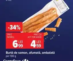 Carrefour Burtă de somon, afumată, ambalată Ofertă