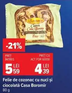 Carrefour Felie de cozonac cu nuci și ciocolată, Casa Boromir Ofertă