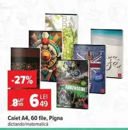 Carrefour Caiet A4, 60 file, Pigna Ofertă