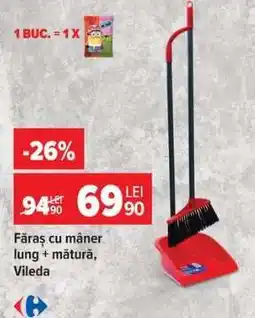 Carrefour Făraș cu mâner lung + mătură, Vileda Ofertă