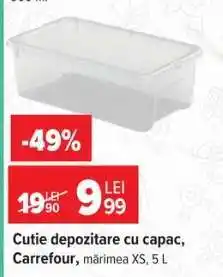 Carrefour Cutie depozitare cu capac, Carrefour, mărimea XS, 5 L Ofertă