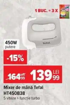 Carrefour Mixer de mână Tefal HT450B38 Ofertă