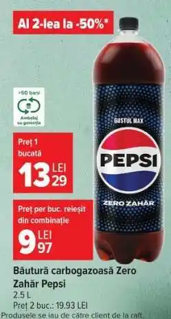 Carrefour Băutură carbogazoasă Zero Zahăr Pepsi Ofertă
