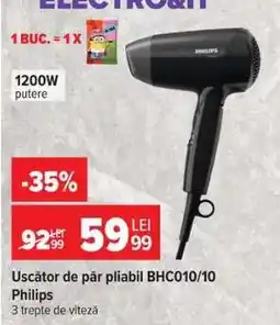 Carrefour Uscător de păr pliabil BHC010/10 Philips Ofertă