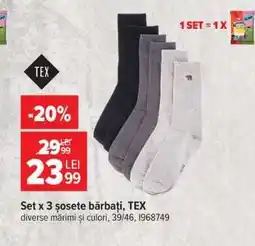 Carrefour Set x 3 șosete bărbați, TEX Ofertă