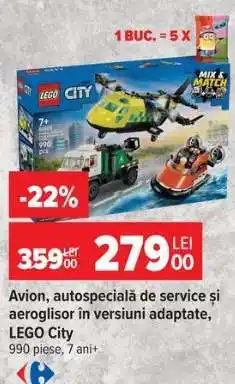 Carrefour Avion, autospecială de service și aeroglisor în versiuni adaptate, LEGO City Ofertă