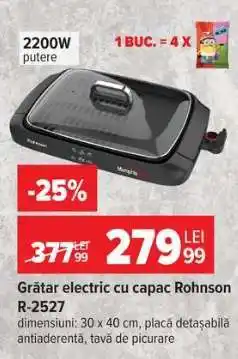 Carrefour Grătar electric cu capac Rohnson R-2527 Ofertă