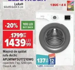 Carrefour Mașină de spălat rufe Arctic APLM1WFSU17210WG Ofertă