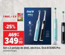 Carrefour Set x 2 periuțe de dinți, electrice, Oral-B D305 Pro Ofertă