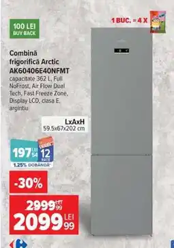 Carrefour Combină frigorifică Arctic AK60406E40NFMT Ofertă