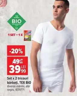 Carrefour Set x 2 tricouri bărbați, TEX BIO Ofertă