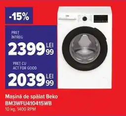 Carrefour Mașină de spălat Beko BM3WFU410415WB Ofertă