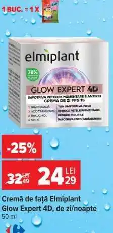 Carrefour Cremă de față Elmiplant Glow Expert 4D, de zi/noapte Ofertă