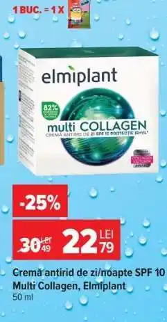 Carrefour Cremă antirid de zi/noapte SPF 10 Multi Collagen, Elmiplant Ofertă