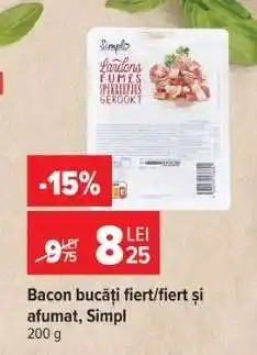 Carrefour Bacon bucăți fiert/fiert și afumat, Simpl Ofertă