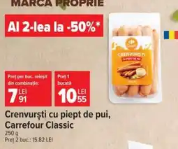Carrefour Crenvurști cu piept de pui Carrefour Classic Ofertă