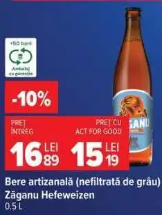 Carrefour Bere artizanală Zăganu Hefeweizen 0.5L Ofertă