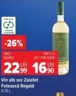 Carrefour Vin alb sec Zaiafet Fetească Regală Ofertă