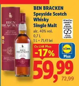 Lidl Ben Bracken Speyside Scotch Whisky Single Malt Ofertă