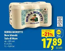 Lidl BIRRA MORETTI Bere blondă Sale di Mare Ofertă