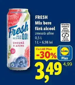 Lidl FRESH Mix bere fără alcool zmeură-afine Ofertă