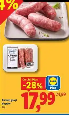 Lidl Cârnați groși de porc Ofertă