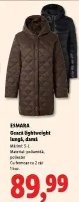 Lidl ESMARA Geacă lightweight lungă, damă Ofertă