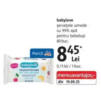 Babylove șervețele umede