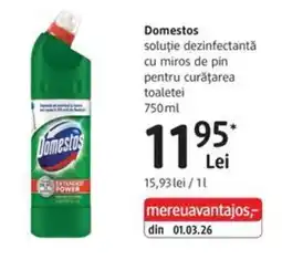DM Domestos soluție dezinfectantă cu miros de pin pentru curățarea toaletei Ofertă
