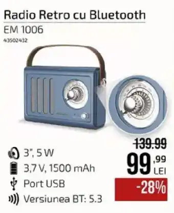 Radio Retro cu Bluetooth EM 1006