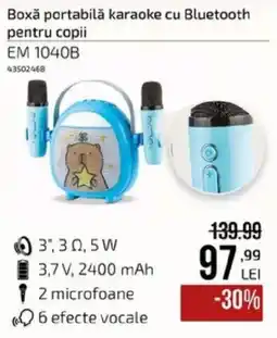 Carrefour Boxă portabilă karaoke cu Bluetooth pentru copii EM 1040B Ofertă