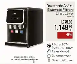 Carrefour Zass dozator de apă cu sistem de filtrare ztwd 26 wf Ofertă