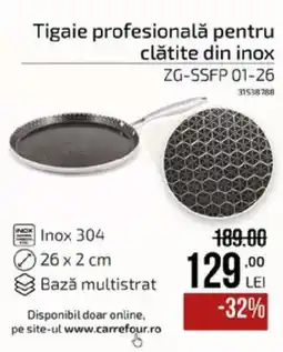 Carrefour Carrefour tigaie profesională pentru clătite din inox Ofertă