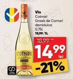 PROFI Vin Cotnari Grasă de Cornari demidulce 0,75L Ofertă