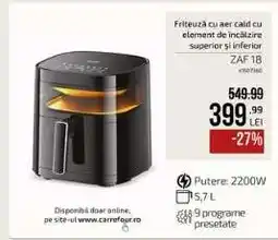 Carrefour Friteuză cu aer cald ZAF 18 Ofertă