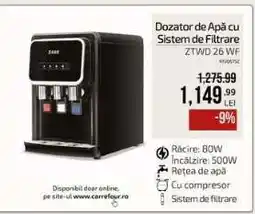 Carrefour Dozator de Apă cu Sistem de Filtrare ZTWD 26 WF Ofertă