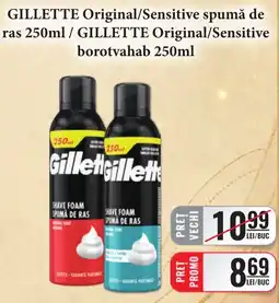CBA Gillette original/sensitive spumă de ras Ofertă